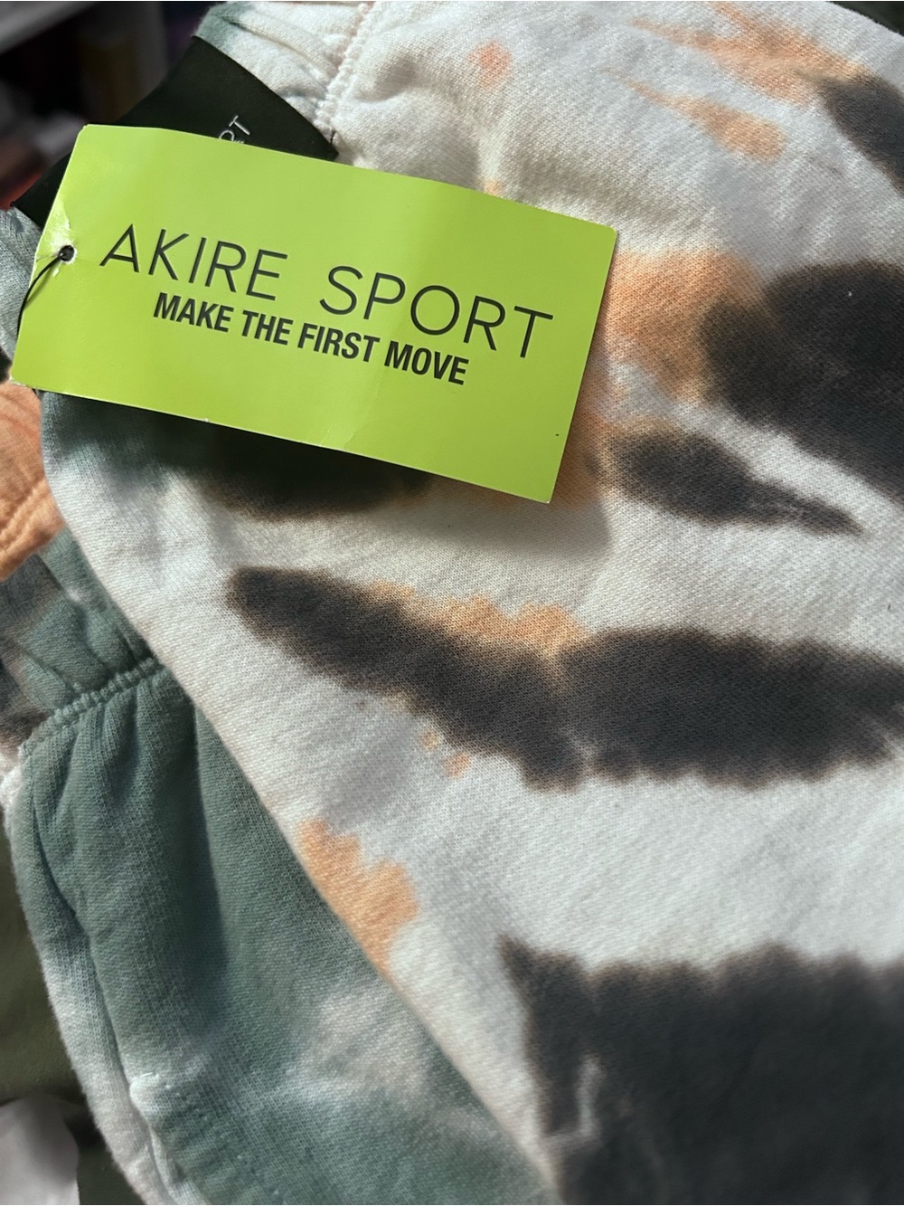 AKIRE SPORT Green & Gold, Black & White Tie-Dye Lounge Joggers - Picture 2 of 4